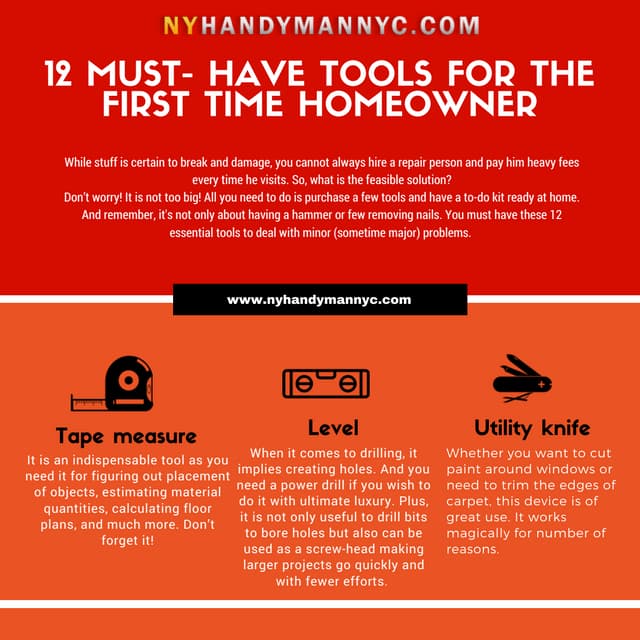 Info graphic - 13 must- have tools for the first time homeowner