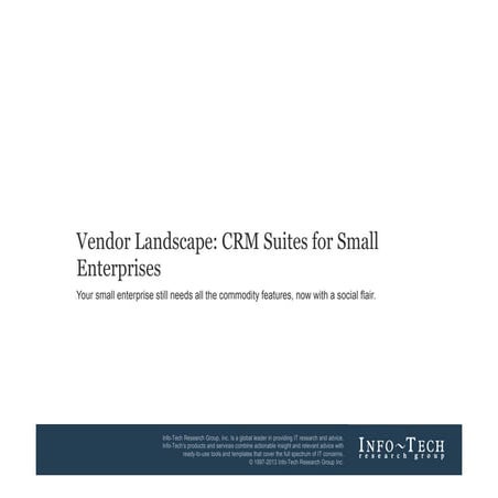 Vendor Landscape: CRM Suites for Small  Enterprises