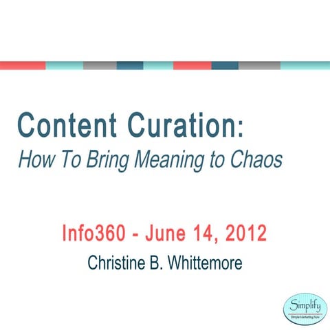 Content Curation: Bringing Meaning to Chaos From Info360 2012