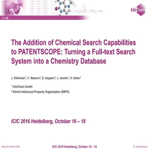 The Addition of Chemical Search Capabilities to PATENTSCOPE: Turning a Full-t...