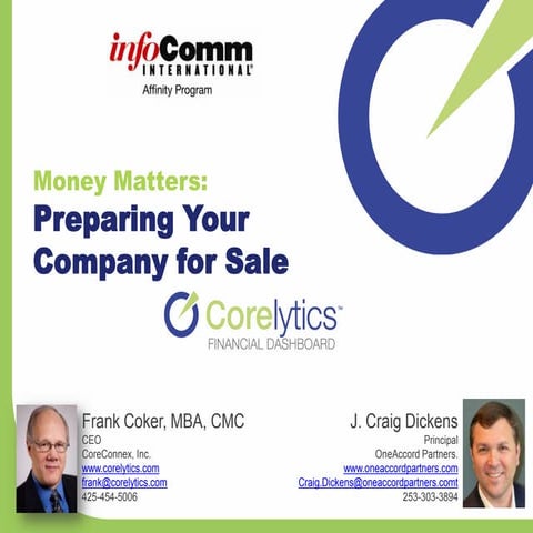 Money Matters - preparing for company sale - 041113
