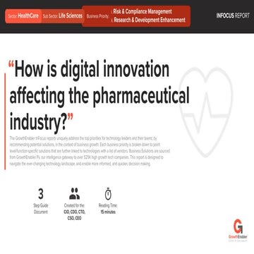 How is digital innovation affecting the pharmaceutical industry- Presentation