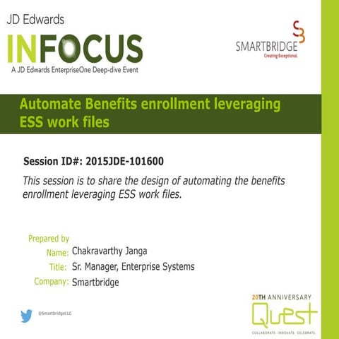 JD Edwards - Automate Benefits Enrollment Leveraging ESS Work Files