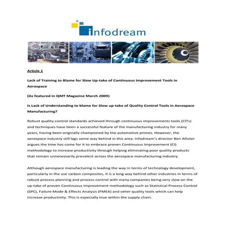 Infodream Articles about Continuous Improvement, Aerospace, Quality Control a...