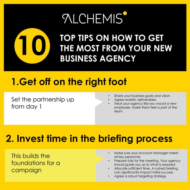 10 tips on how to get the most from your new business agency
