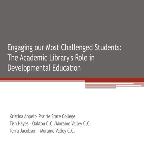 Engaging our Most Challenged Students: The Academic Library's Role in Develop...