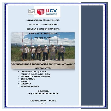 INFORME DE LEVANTAMIENTO CON WINCHA Y JALON