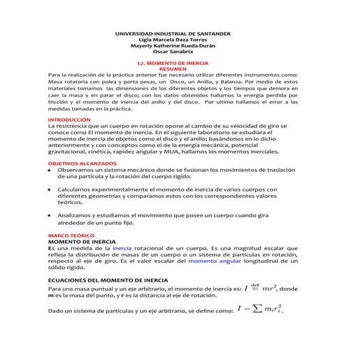 MOMENTO DE INERCIA