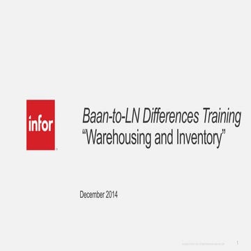 Inforln.com Baan 4 to LN Differences Training - Warehousing & Inventory Control