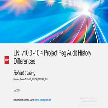 Inforln.com ERP LN 10.3 & 10.4 Project Peg Audit History Differences