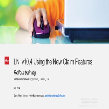 Inforln.com ERP LN 10.4 Using the New Claim Features