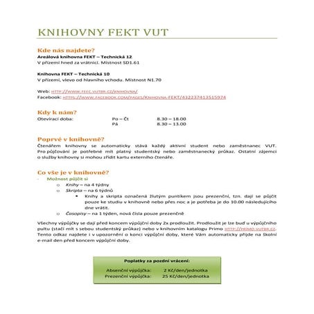 Informace knihovny FEKT VUT