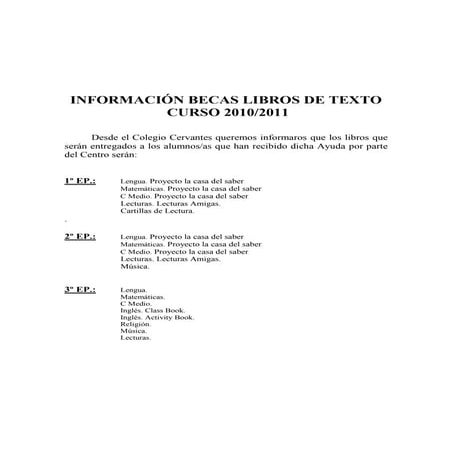 Información becas libros de texto