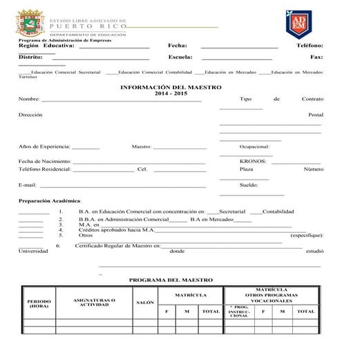 Información del maestro 2013