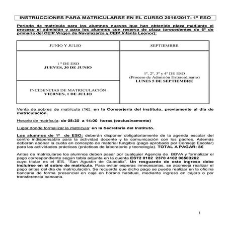 Información ies san agustin del guadalix 1º eso