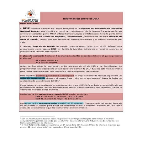 Información sobre el delf padres