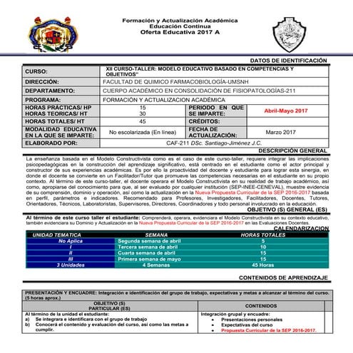 Informacion de curso abril mayo