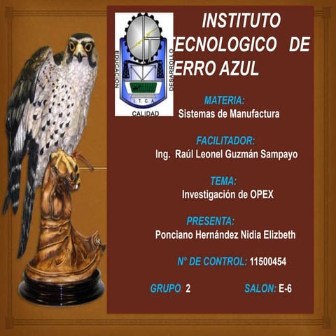 Informacion de OPEX. Sistema De Manufactura