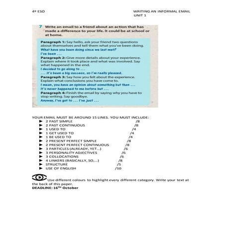 Informal email practice 4ºeso