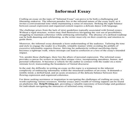 Informal Essays Examples | PDF