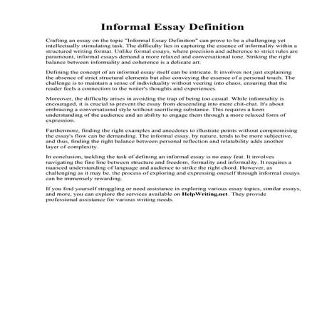 Informal Essay Definition