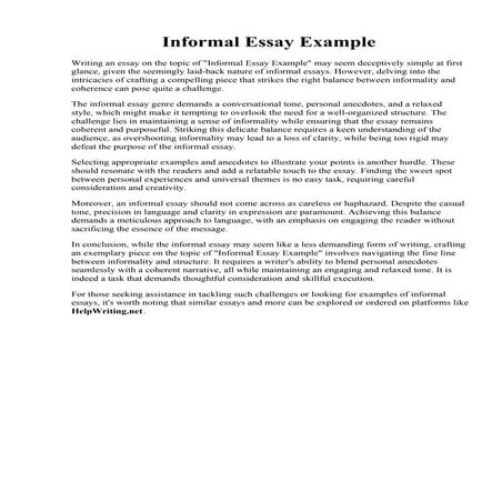 Informal Essay Example