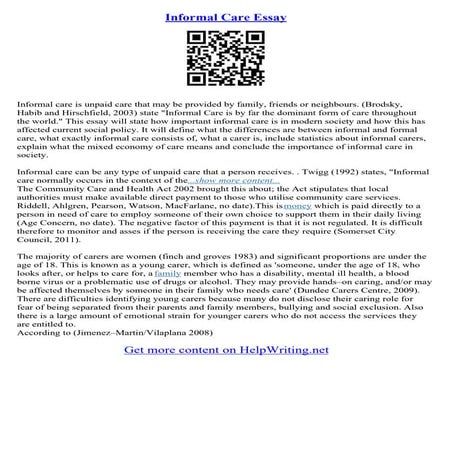 Informal Essay Sample