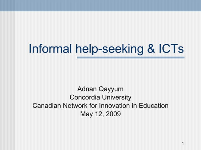 Informal Help-Seeking & ICT USe