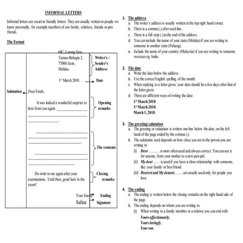 Informal Letter Format and Essay By Kelvin