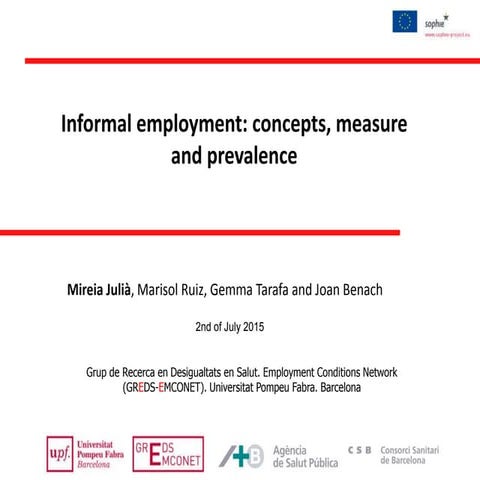 Informal employment: concepts, measure and prevalence