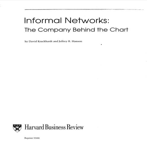 Informal networks the company behind the charts by david krackhardth | PDF