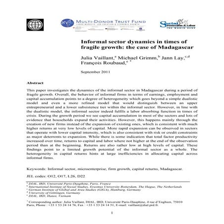 Informal sector dynamic in times of fragile growth