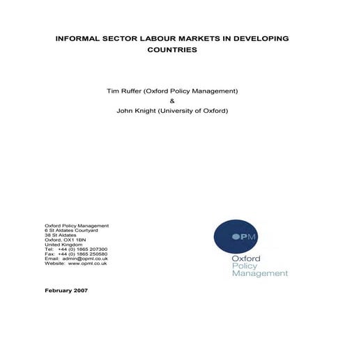 Informal sector labour markets in developing countries 0