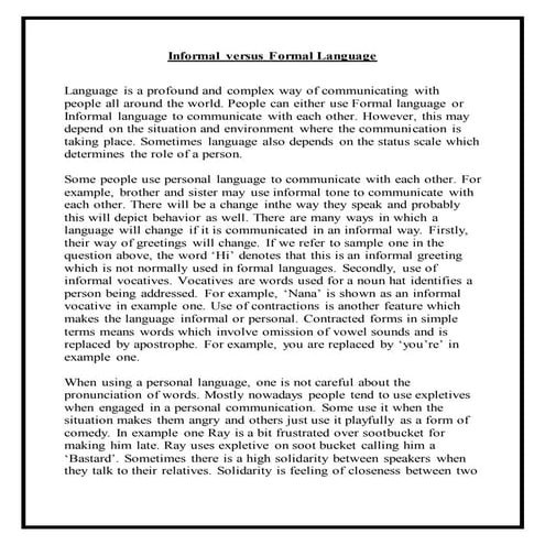 Informal vs formal language