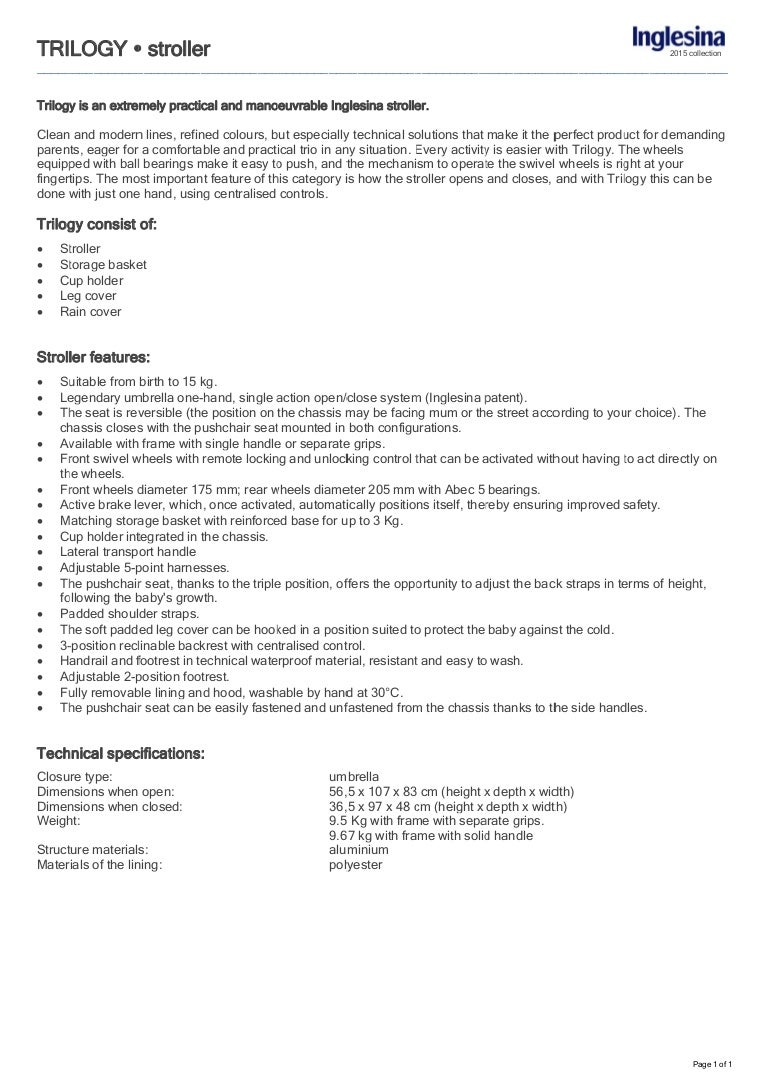 inglesina trilogy weight kg