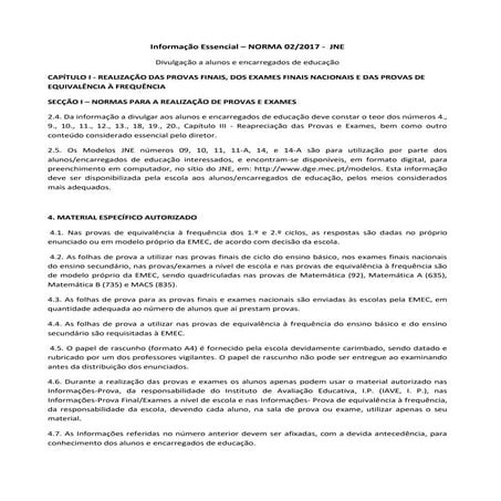 Informação Essencial – NORMA 02/2017 -  JNE