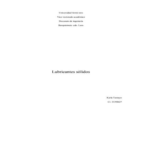 Informa sobre subricantes solidos