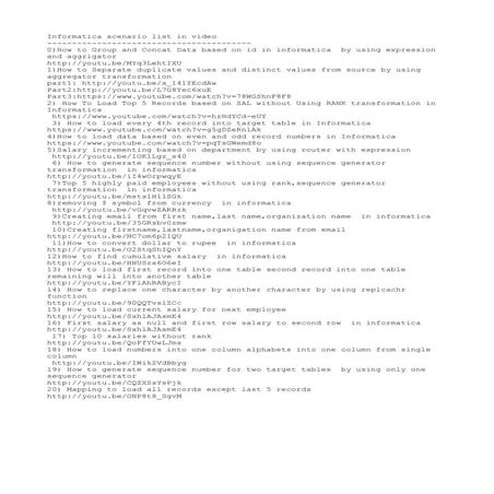 Informatica video tutorials transformation wise | DOCX