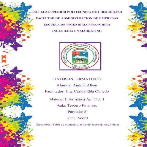 Informatica aplicada WORD(secciones,tablas...etc