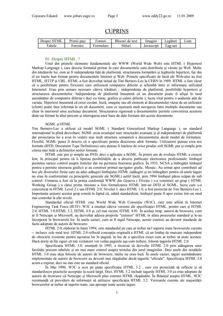 Informatica   Pagini Web Html