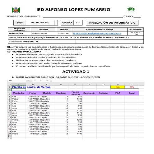 Informatica EXCEL EJERCICIO | PDF