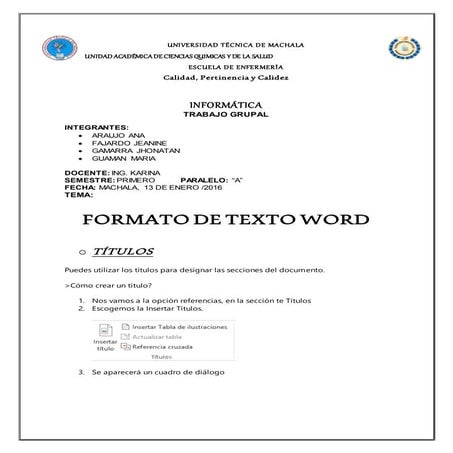 FORMATO DE TEXTO DE WORD