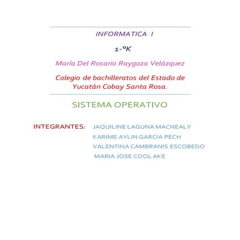 Informática I Sistema Operativo