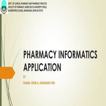 THE PHARMACY INFORMATICS APPLICATIONS.ppt