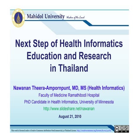 Next Step of Health Informatics Education and Research in Thailand