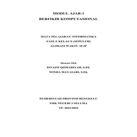 Modul Ajar Informatika Kelas 10 Fase E Kurikulum Merdeka | PDF