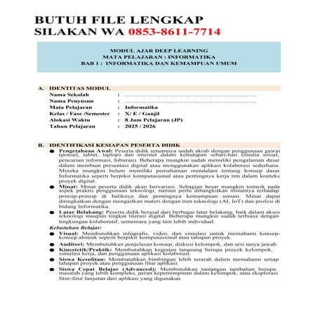 MODUL AJAR KODING KELAS 10 DEEP LEARNING CP 046 2025 | PDF