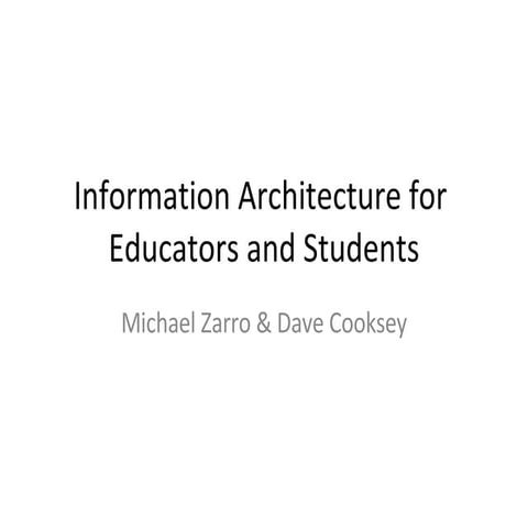 Information Architecture For Educators