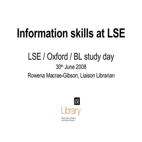 Information Skills At Lse