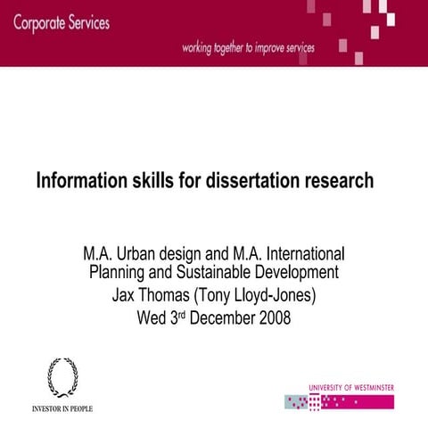 Information Skills For Researchers V3